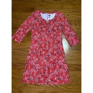 REI Women's‎ Red Floral Dress with Rollable Sleeves Size XS